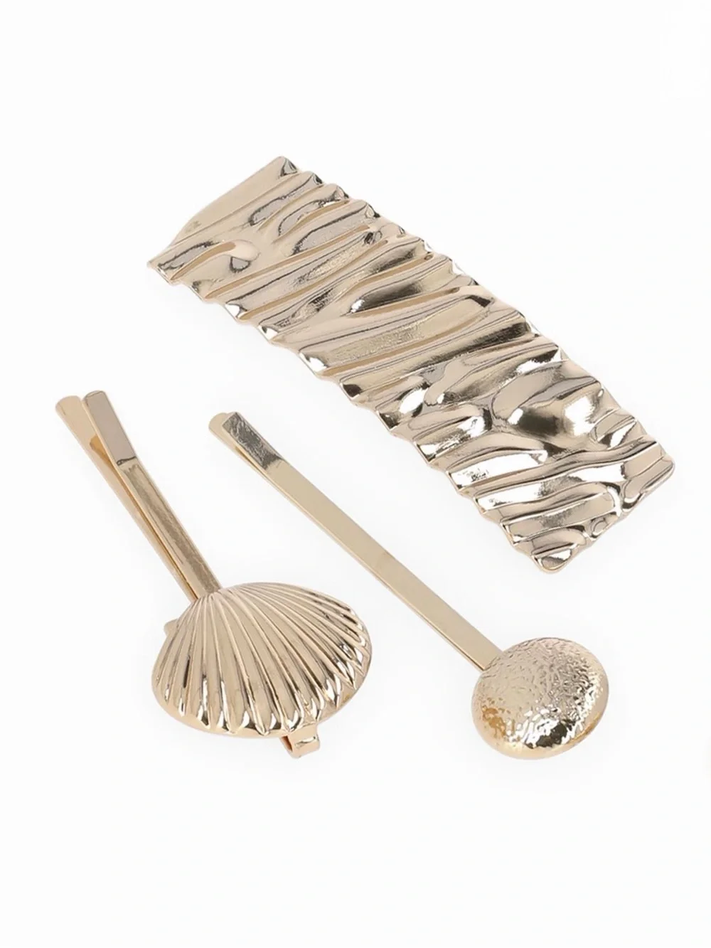 Gold Shell & Pearl Hair Clips and Hair Cuff Set, 5-Piece